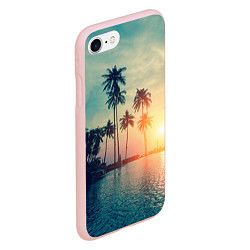 Чехол iPhone 7/8 матовый Пальмы, цвет: 3D-светло-розовый — фото 2