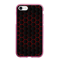 Чехол iPhone 7/8 матовый 3D black & red, цвет: 3D-малиновый