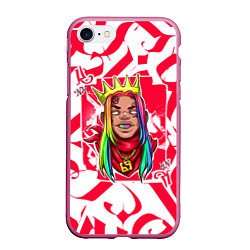 Чехол iPhone 7/8 матовый 6ix9ine Tekashi, цвет: 3D-малиновый