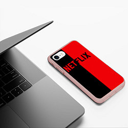 Чехол iPhone 7/8 матовый NETFLIX, цвет: 3D-светло-розовый — фото 2