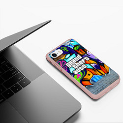 Чехол iPhone 7/8 матовый GTA, цвет: 3D-светло-розовый — фото 2