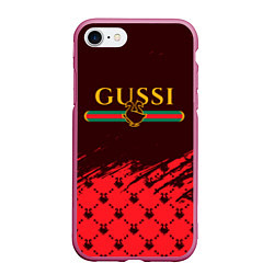 Чехол iPhone 7/8 матовый GUSSI ГУСИ, цвет: 3D-малиновый