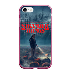 Чехол iPhone 7/8 матовый Stranger Things, цвет: 3D-малиновый