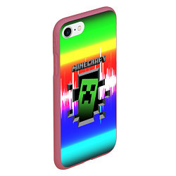 Чехол iPhone 7/8 матовый Minecraft S, цвет: 3D-малиновый — фото 2