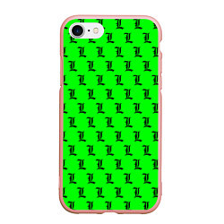 Чехол iPhone 7/8 матовый Эл паттерн зеленый, цвет: 3D-светло-розовый