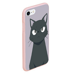 Чехол iPhone 7/8 матовый Чёрный кот, цвет: 3D-светло-розовый — фото 2