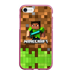 Чехол iPhone 7/8 матовый Minecraft logo heroes