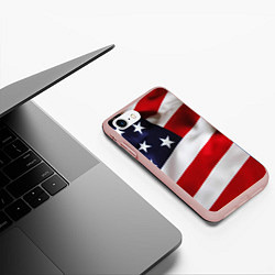 Чехол iPhone 7/8 матовый США USA, цвет: 3D-светло-розовый — фото 2