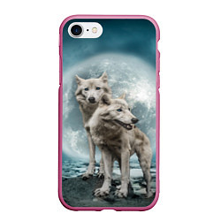 Чехол iPhone 7/8 матовый Волки альбиносы, цвет: 3D-малиновый