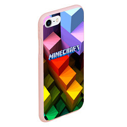 Чехол iPhone 7/8 матовый Minecraft - pattern, цвет: 3D-светло-розовый — фото 2