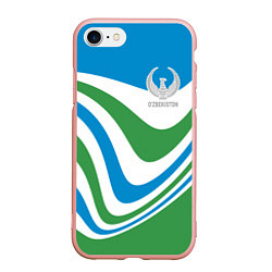 Чехол iPhone 7/8 матовый Узбекистан - герб страны, цвет: 3D-светло-розовый
