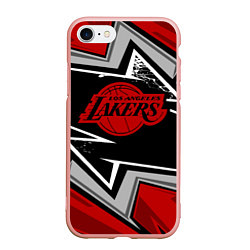 Чехол iPhone 7/8 матовый LA LAKERS RED, цвет: 3D-светло-розовый