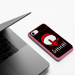 Чехол iPhone 7/8 матовый AMONG US - SHHH!, цвет: 3D-малиновый — фото 2