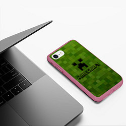 Чехол iPhone 7/8 матовый Minecraft, цвет: 3D-малиновый — фото 2