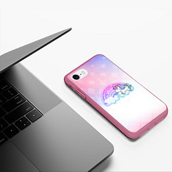 Чехол iPhone 7/8 матовый Единорог, цвет: 3D-малиновый — фото 2