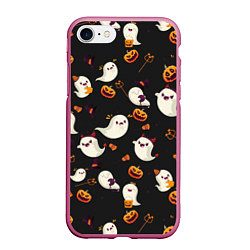 Чехол iPhone 7/8 матовый Halloween, цвет: 3D-малиновый