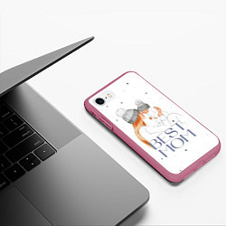 Чехол iPhone 7/8 матовый Лучшая мама, цвет: 3D-малиновый — фото 2