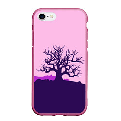 Чехол iPhone 7/8 матовый Старое и страшное дерево, цвет: 3D-малиновый