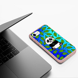 Чехол iPhone 7/8 матовый Панда, цвет: 3D-светло-розовый — фото 2