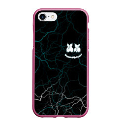 Чехол iPhone 7/8 матовый Marshmello Dark Smile, цвет: 3D-малиновый