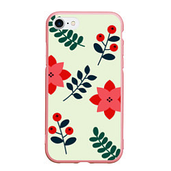 Чехол iPhone 7/8 матовый Цветы, ягоды, листья, цвет: 3D-баблгам