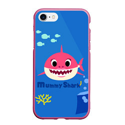 Чехол iPhone 7/8 матовый Mummy shark, цвет: 3D-малиновый