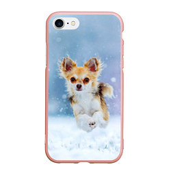 Чехол iPhone 7/8 матовый Чихуахуа в снегу, цвет: 3D-светло-розовый