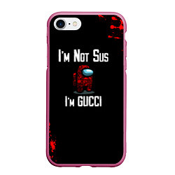 Чехол iPhone 7/8 матовый Among Us Gucci, цвет: 3D-малиновый