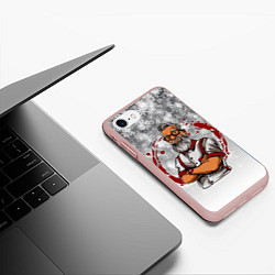 Чехол iPhone 7/8 матовый Санта в домашнем, цвет: 3D-светло-розовый — фото 2