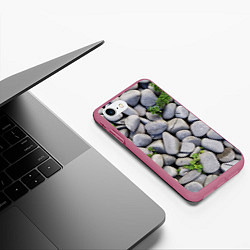Чехол iPhone 7/8 матовый Камни, цвет: 3D-малиновый — фото 2