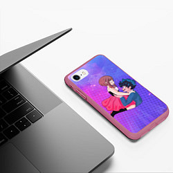 Чехол iPhone 7/8 матовый Урарака Очако и Изуку Мидория, цвет: 3D-малиновый — фото 2