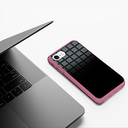 Чехол iPhone 7/8 матовый Клетка, цвет: 3D-малиновый — фото 2