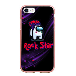 Чехол iPhone 7/8 матовый Among Us Rock Star, цвет: 3D-светло-розовый