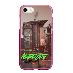 Чехол iPhone 7/8 матовый Welcome to Night City, цвет: 3D-малиновый