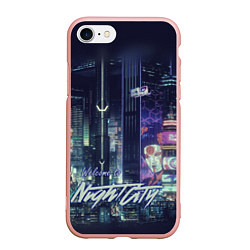 Чехол iPhone 7/8 матовый Welcome to Night City, цвет: 3D-светло-розовый