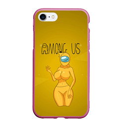 Чехол iPhone 7/8 матовый Among Us желтая, цвет: 3D-малиновый