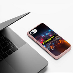 Чехол iPhone 7/8 матовый Найт сити, цвет: 3D-светло-розовый — фото 2