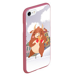 Чехол iPhone 7/8 матовый Довольный бык, цвет: 3D-малиновый — фото 2