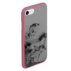 Чехол iPhone 7/8 матовый Кони, цвет: 3D-малиновый — фото 2