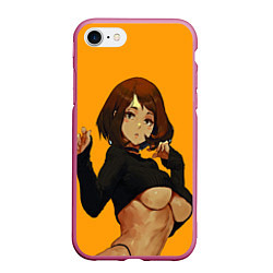 Чехол iPhone 7/8 матовый Uraraka Ahegao Урарака, цвет: 3D-малиновый