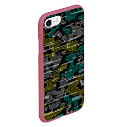 Чехол iPhone 7/8 матовый Futuristic Camo, цвет: 3D-малиновый — фото 2