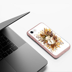 Чехол iPhone 7/8 матовый Лисичка спит в листьях, цвет: 3D-светло-розовый — фото 2