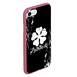 Чехол iPhone 7/8 матовый Чёрный клевер, цвет: 3D-малиновый — фото 2