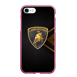 Чехол iPhone 7/8 матовый LAMBORGHINI ЛАМБОРДЖИНИ, цвет: 3D-малиновый