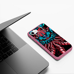 Чехол iPhone 7/8 матовый Механический осьминог, цвет: 3D-малиновый — фото 2