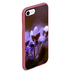 Чехол iPhone 7/8 матовый Хрупкий цветок фиалка, цвет: 3D-малиновый — фото 2