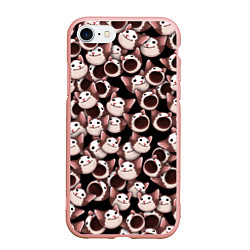 Чехол iPhone 7/8 матовый Popping cats, цвет: 3D-светло-розовый