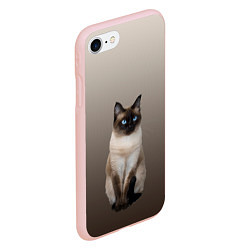 Чехол iPhone 7/8 матовый Сиамский кот голубые глаза, цвет: 3D-светло-розовый — фото 2