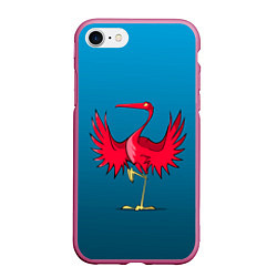 Чехол iPhone 7/8 матовый Красный журавль, цвет: 3D-малиновый
