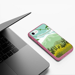 Чехол iPhone 7/8 матовый Тропики, цвет: 3D-малиновый — фото 2